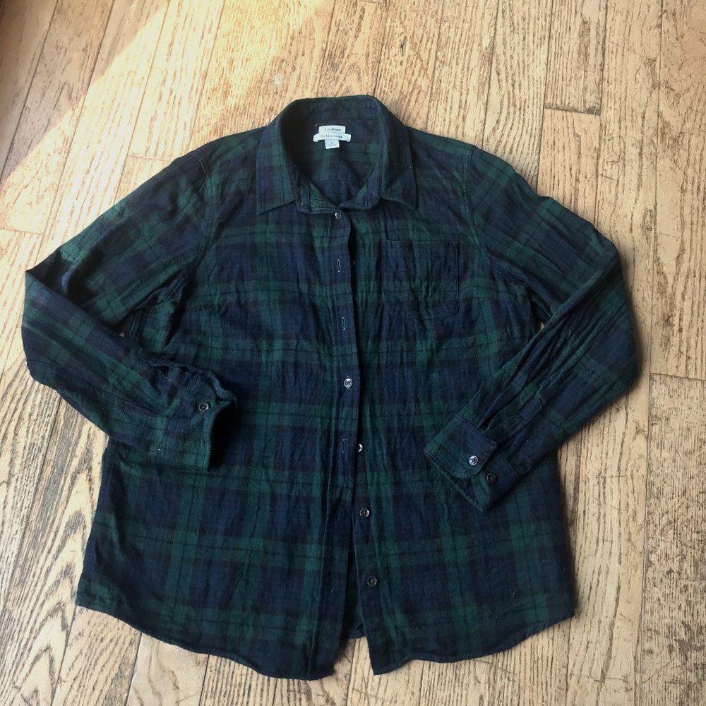 LL Bean plaid flannel, slightly fitted size L